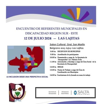 En Las Lajitas se realizará un encuentro de referentes municipales en discapacidad